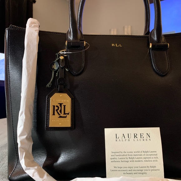 “RARE” Ralph Lauren Black Newbury Double Zip Tote, NWOT - Picture 12 of 13